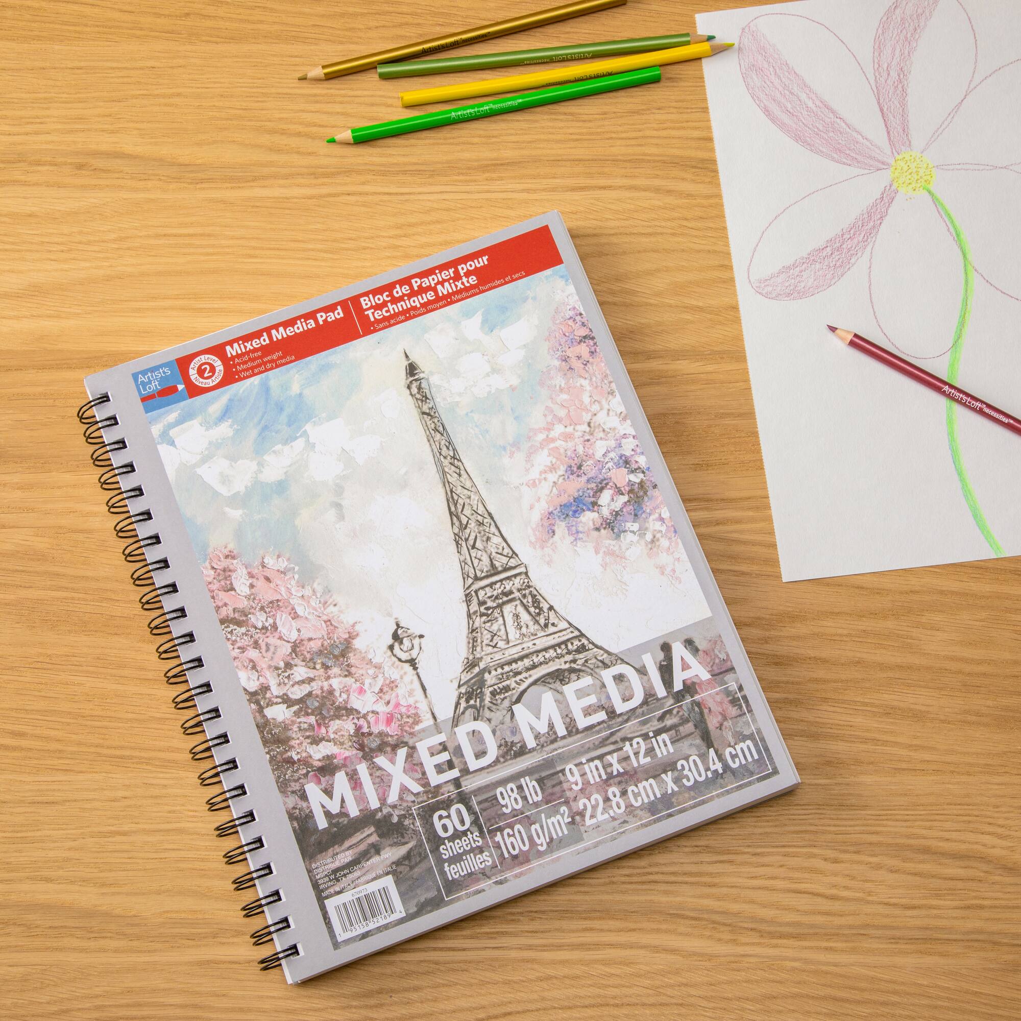 6 Pack: Mixed Media Medium Weight Paper Pad by Artist's Loft™, 9" x 12"